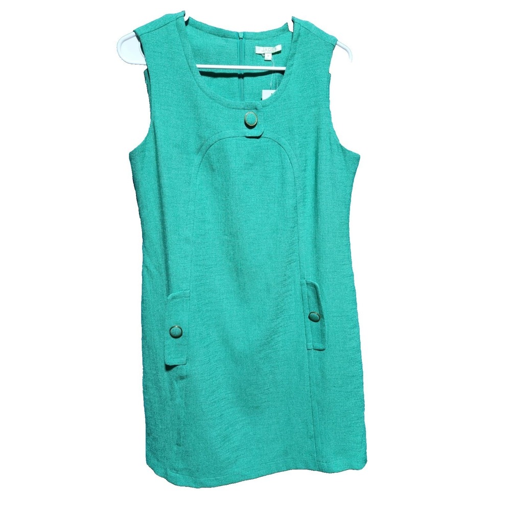 Jade Melody Tam Green Willow Tree Button Shift Dress Sleeveless Medium NWT‎